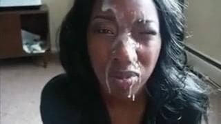 Maska ze spermy na twarzy czarnej dziwki