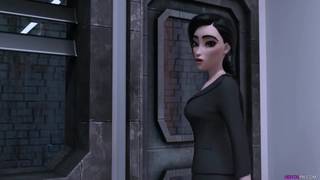 Drużyna futanari i wielki kutas robota w podziemiach!